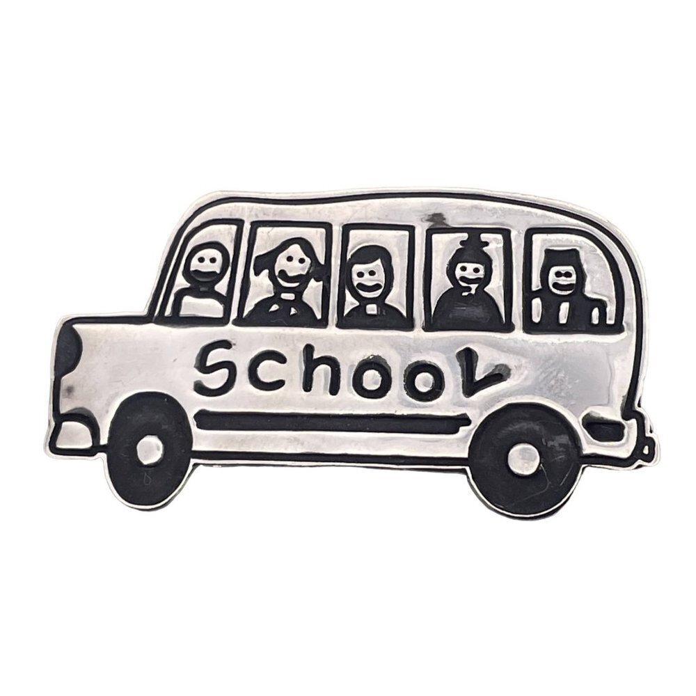Vintage EFS Save the Children Mexico 925 Sterling Silver Brooch Pin School Bus